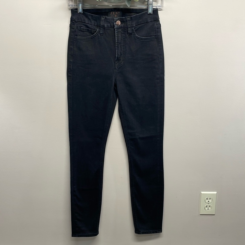 NWOT Jen7 For All Mankind HW High Waist Skinny Jeans Black Wash Denim 0